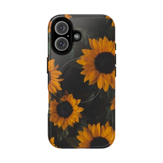 Sunflower Magnetic Tough Phone Case with a beautiful floral nature botanical design