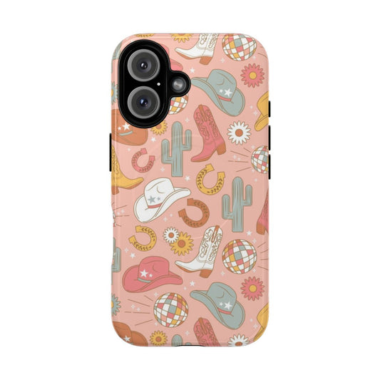 Disco Cowgirl-inspired phone case with magnetic closure and tough protection