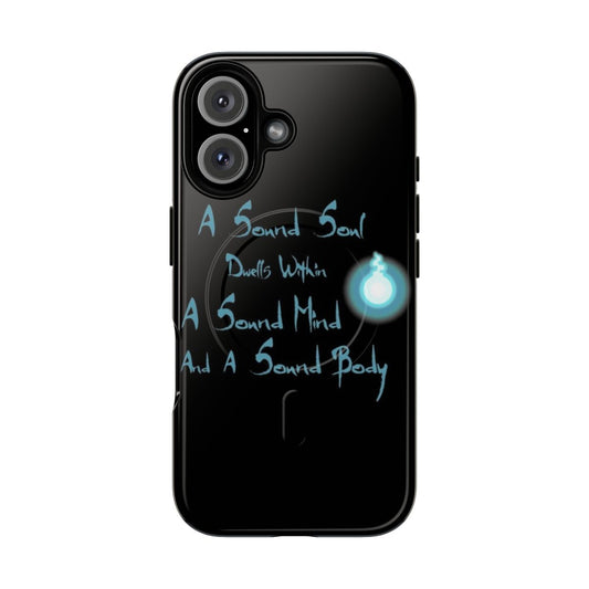 Magnetic phone case featuring a "A Sound Soul" quote from the anime Soul Eater