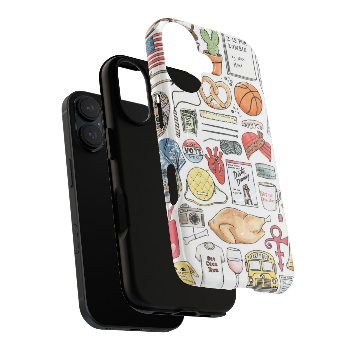 Colorful magnetic tough phone case featuring New Girl TV show characters and hand-drawn design - Layers