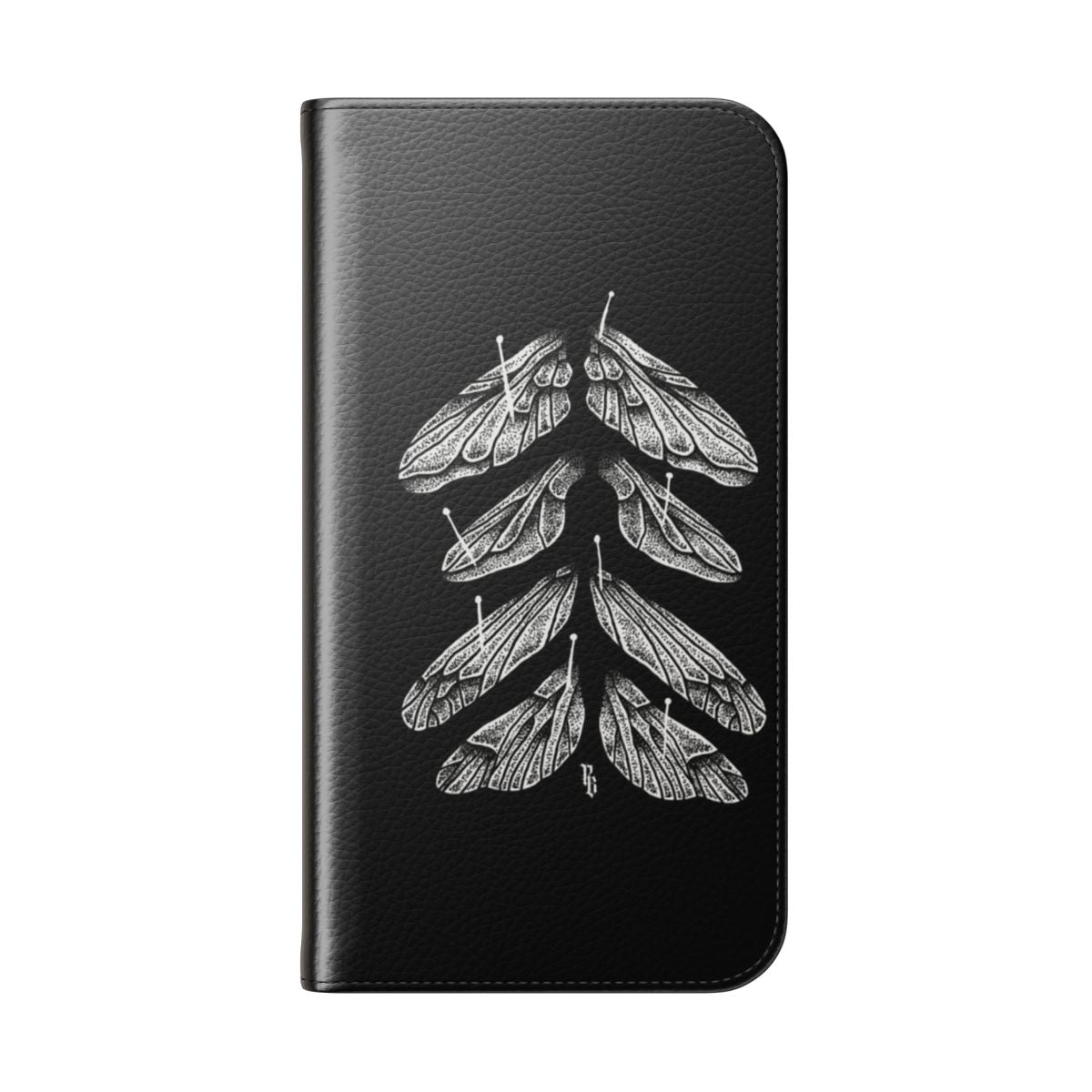 Mystical wings flip cover phone case with occult and fantasy design - Folded Back