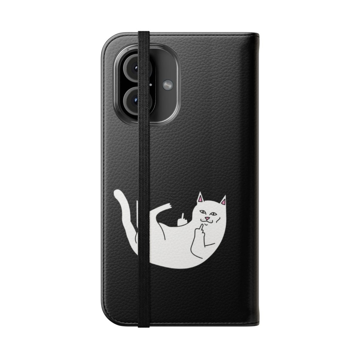 Flip phone case featuring a cat in a minimalist, aesthetic design - Folded Front