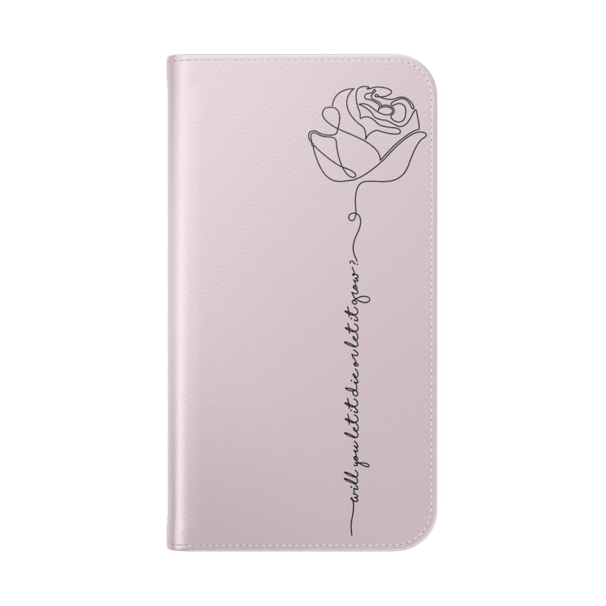 Rose floral phone case with handwritten music lyrics design - Folded Back