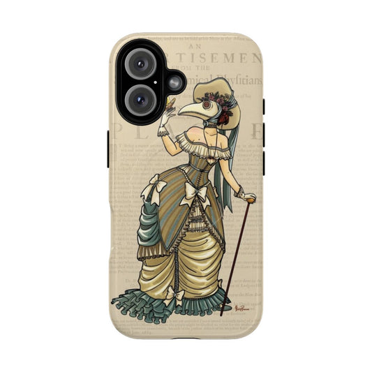 Magnetic tough phone case with lady doctor or plague doctor inspired design