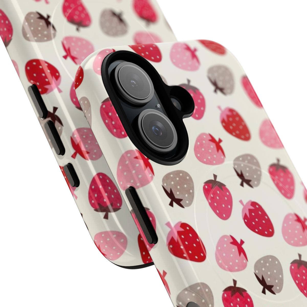 Strawberry-patterned phone case with a vibrant, botanical design - Detail