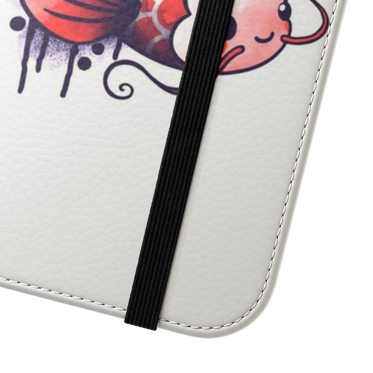 Vibrant watercolor painting of koi carp fish on a smartphone flip cover case - Close Up