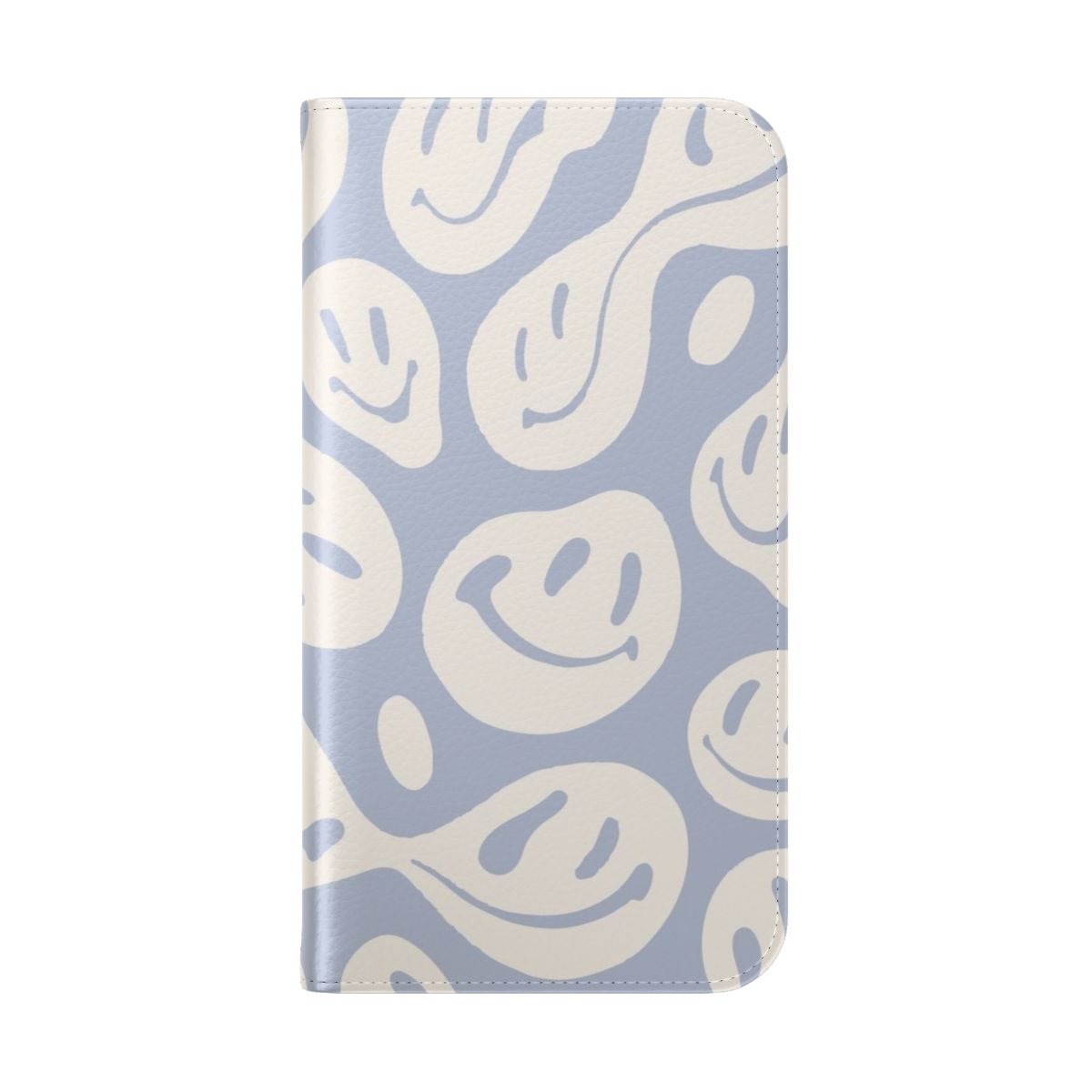 Vibrant blue flip cover phone case with swirling abstract pattern - Folded Back