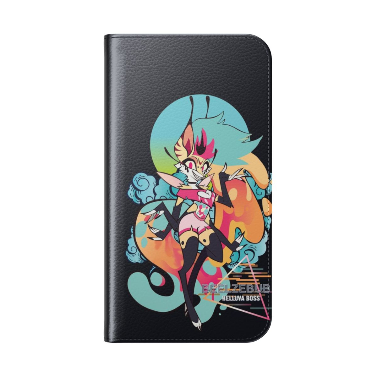 Retro-inspired phone case featuring the character Beelzebub from the anime/manga Helluva Boss - Folded Back