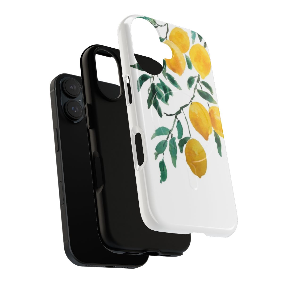 Artistic hand-painted yellow lemon watercolor design on a magnetic tough phone case - Layers