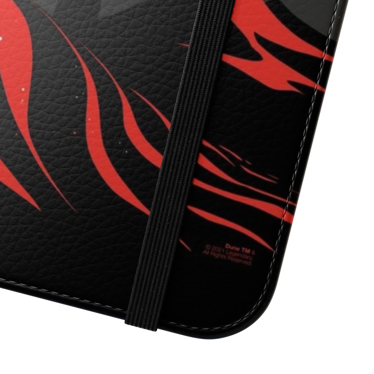 Dune-themed flip cover phone case featuring an illustration of a sandworm from the Dune universe. - Close Up