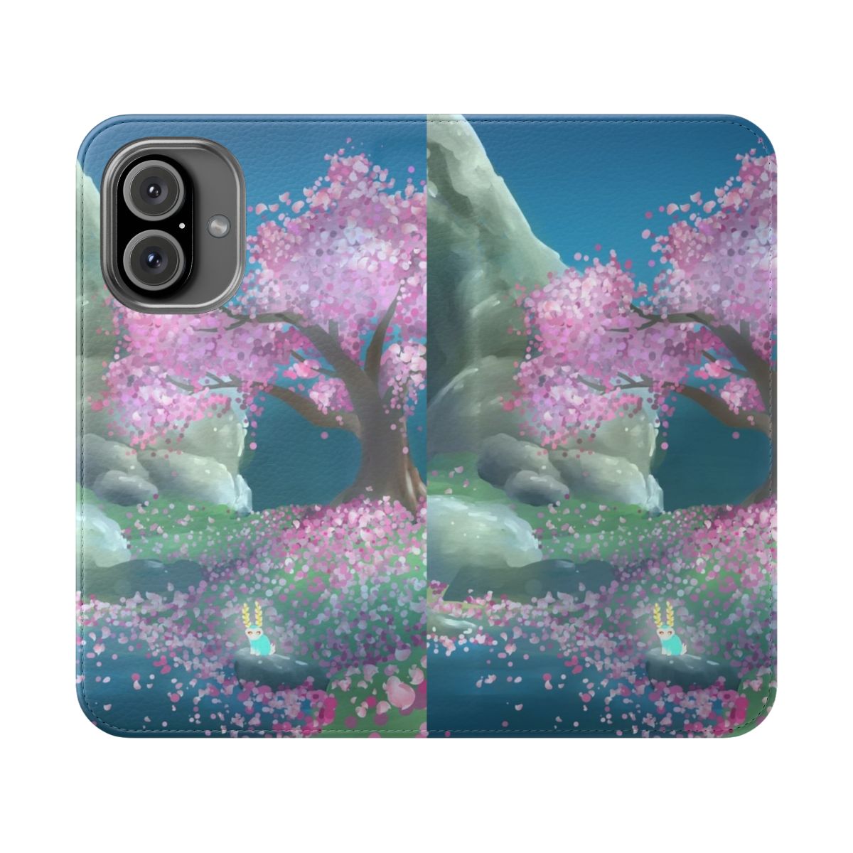 A fantasy-themed phone case featuring the Satori Mountain from The Legend of Zelda: Breath of the Wild.