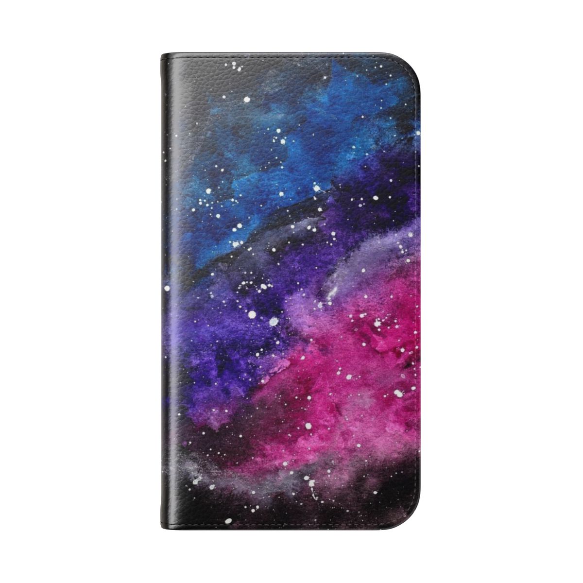 Vibrant bisexual pride-themed phone case with a watercolor galaxy design - Folded Back