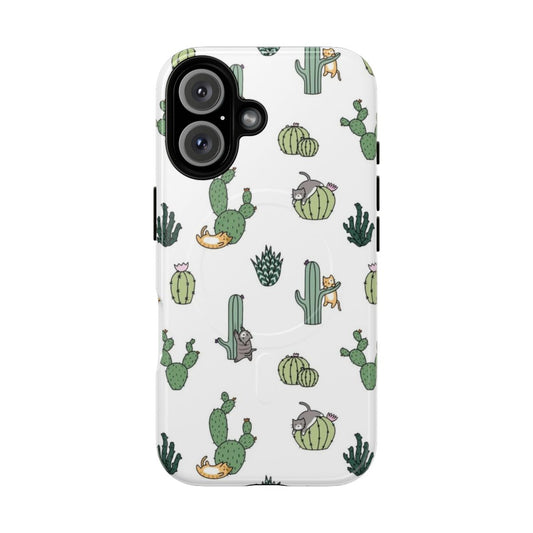 Cactus cat design on a durable, magnetic phone case