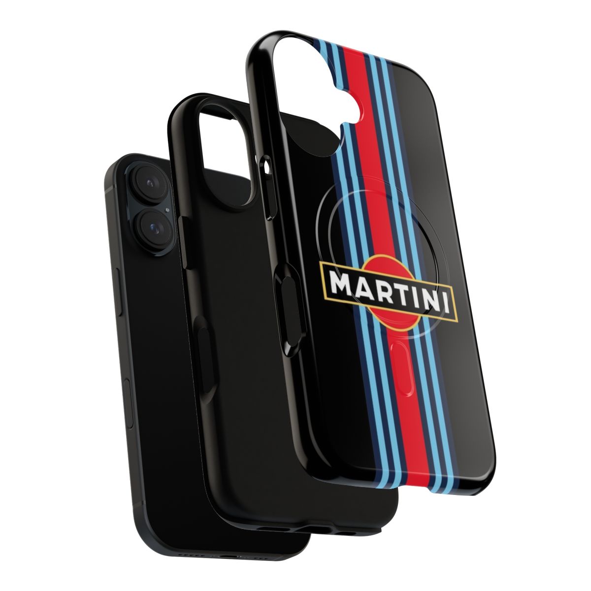 Retro-style magnetic tough phone case with martini racing stripes - Layers