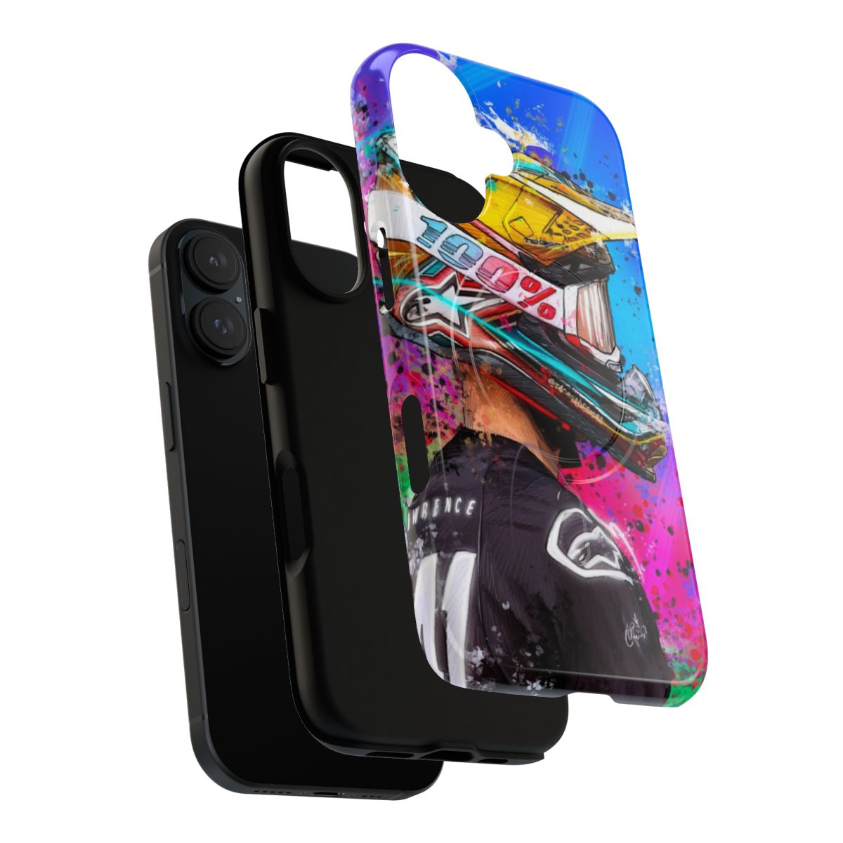 Graffiti-Inspired Tough Magnetic Phone Cases for Dirt Bike Enthusiasts - Layers