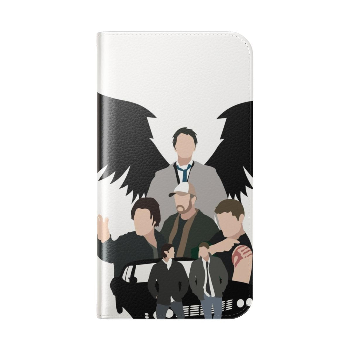 Supernatural-inspired phone case featuring the Winchester brothers and their iconic 1967 Chevy Impala - Folded Back