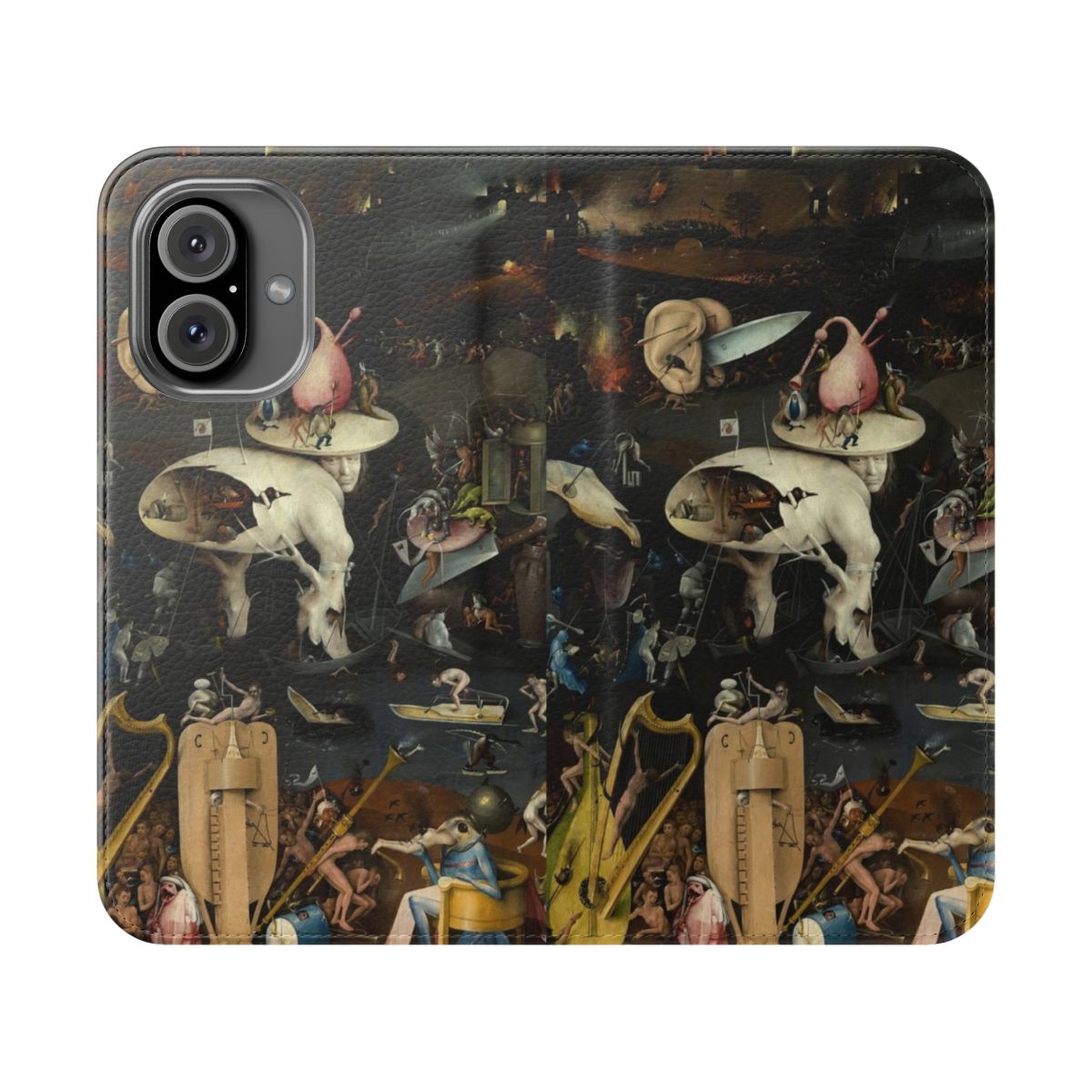 Surreal phone case featuring Hieronymus Bosch's "Garden of Earthly Delights" artwork