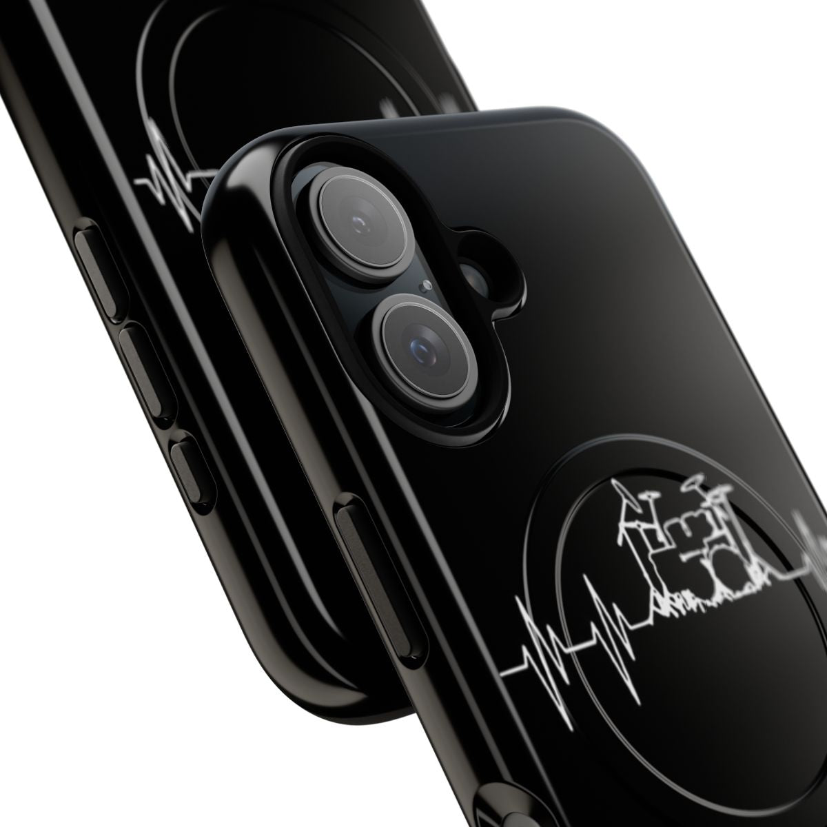 Magnetic tough phone case with a drum heartbeat design - Detail