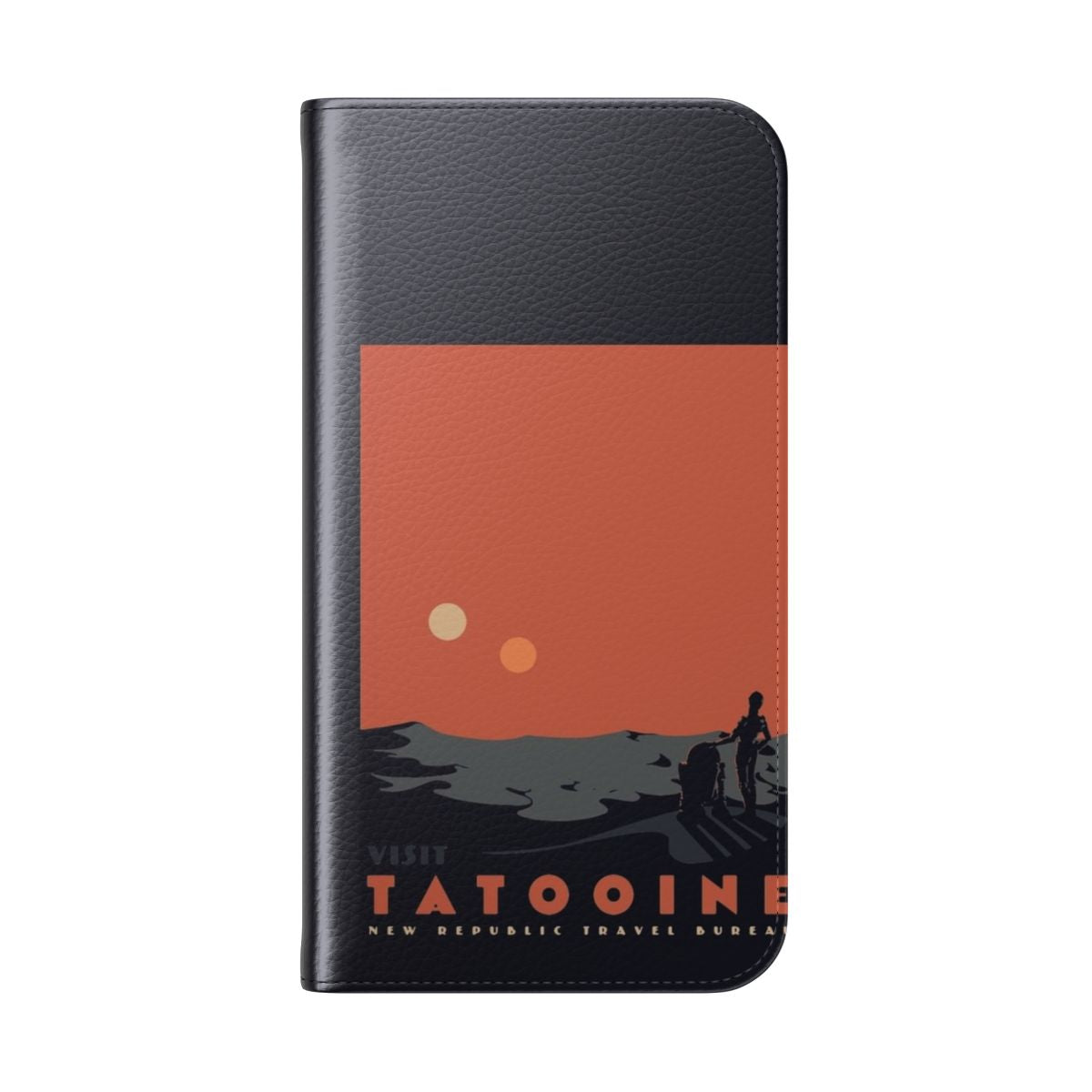 Retro-styled flip phone case featuring the desert landscape of Tatooine from the Star Wars universe - Folded Back