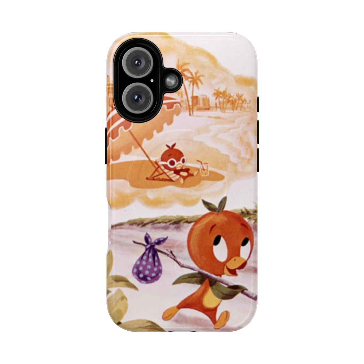 Vintage retro orange bird magnetic protective phone case