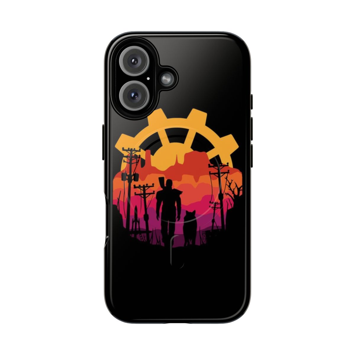 Tough magnetic phone case with Fallout-themed design