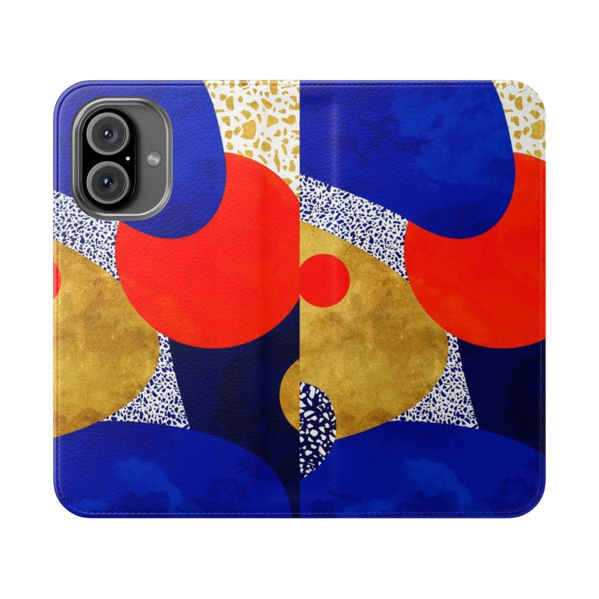 Terrazzo galaxy midnight blue yellow golden orange flip cover phone case