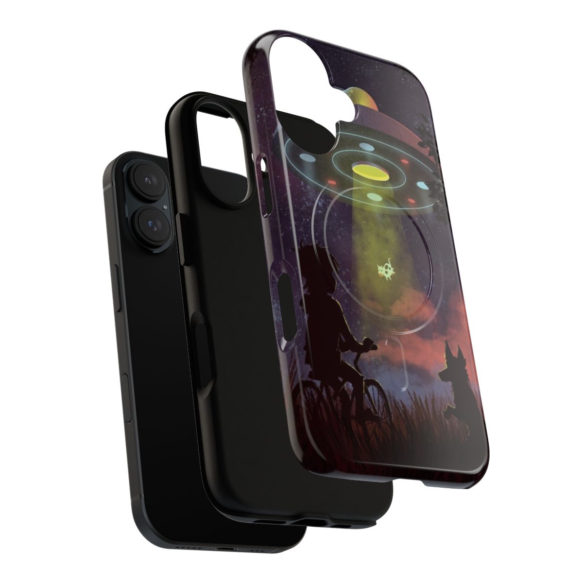 Magnetic tough phone case featuring a UFO sighting in a starry night sky. - Layers