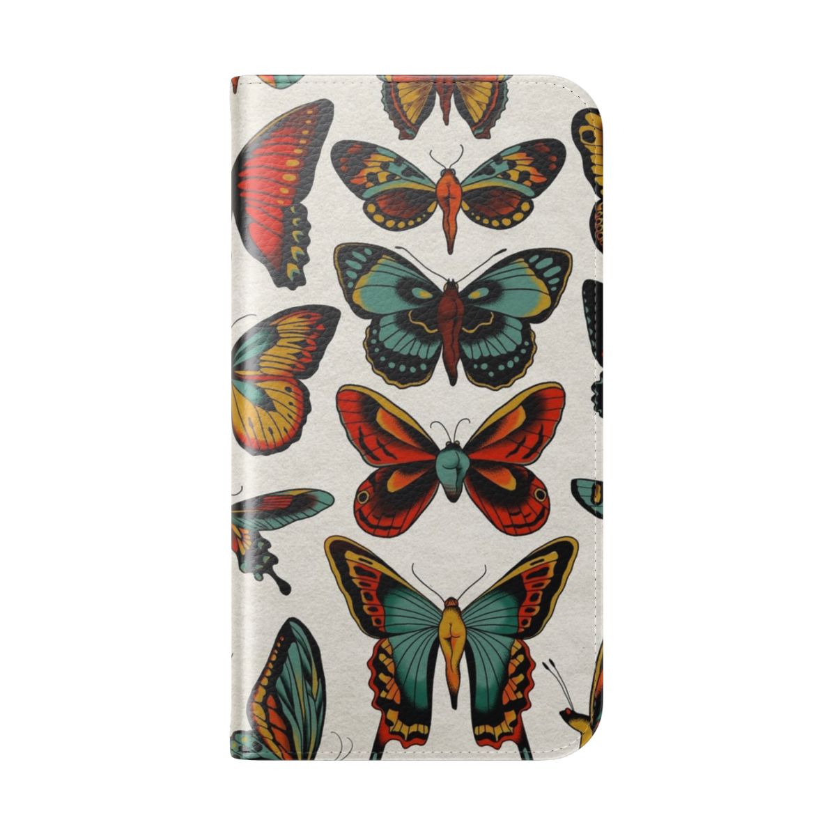 Traditional tattoo-style butterflies on a flip cover phone case - Folded Back