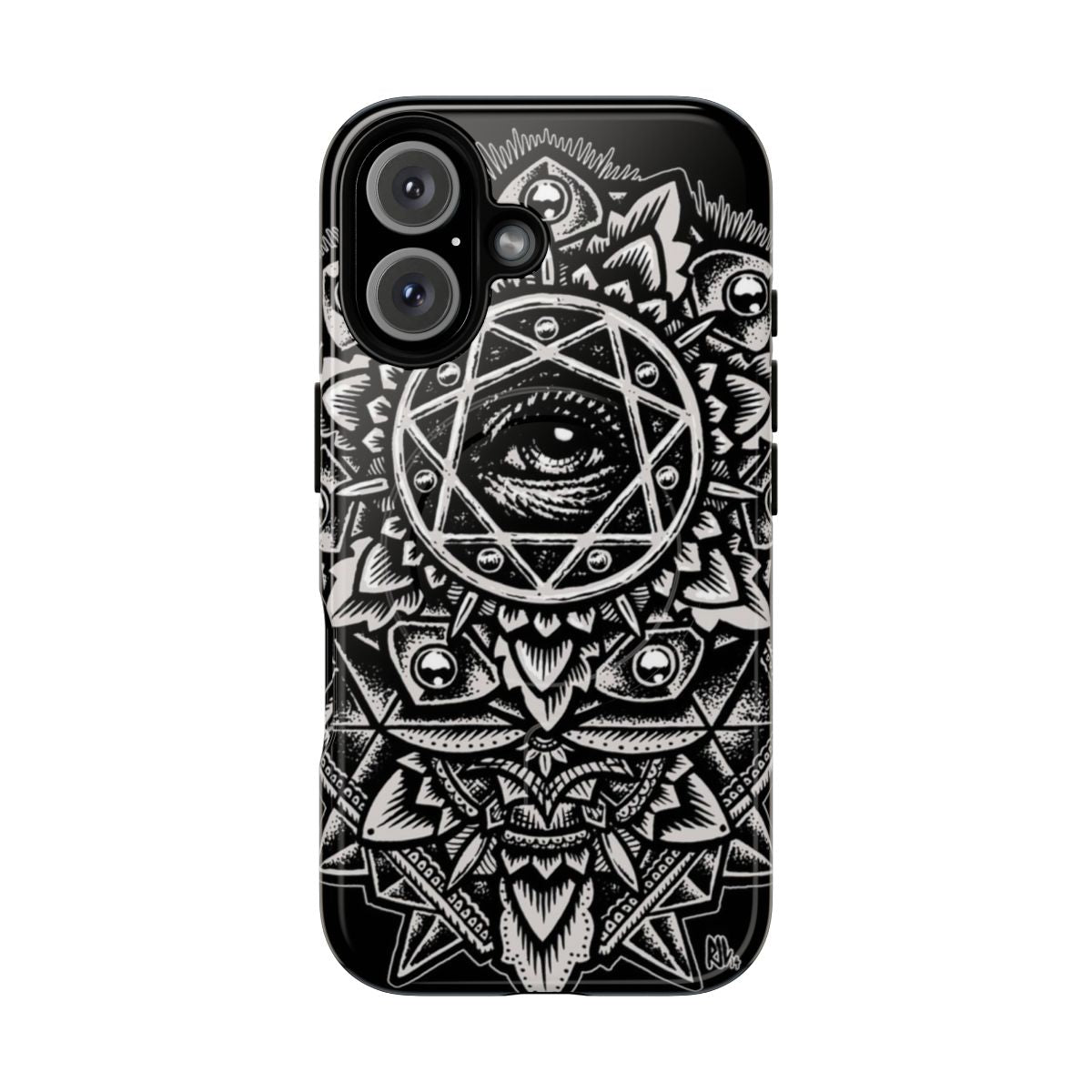 Vibrant mandala pattern phone case with sacred geometry design