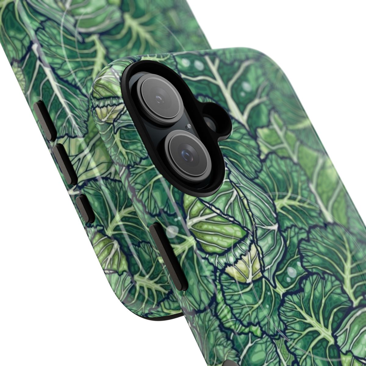 Artistic phone case featuring a vibrant cabbage pattern design - Detail