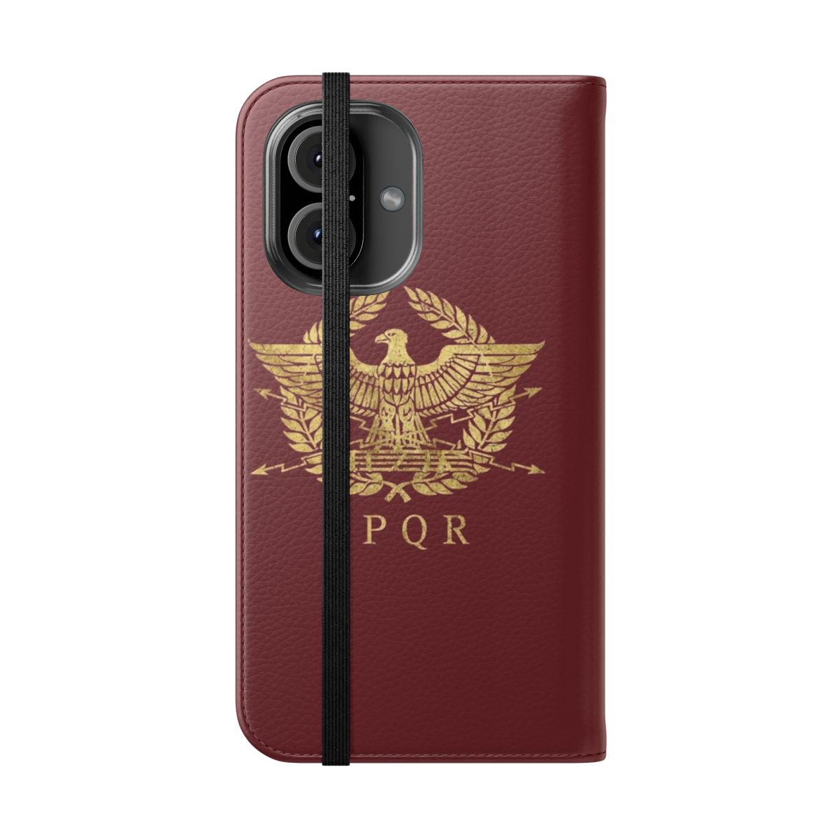 Roman Empire Inspired Flip Cover Phone Case with Ancient History Graphics - Folded Front