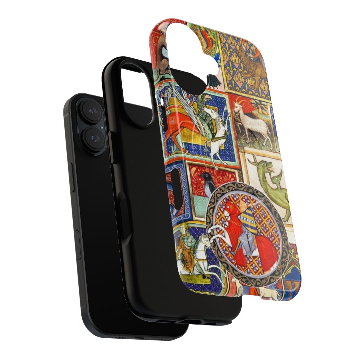 Magnetic phone case with illustrations of medieval beasts and fantastical creatures - Layers