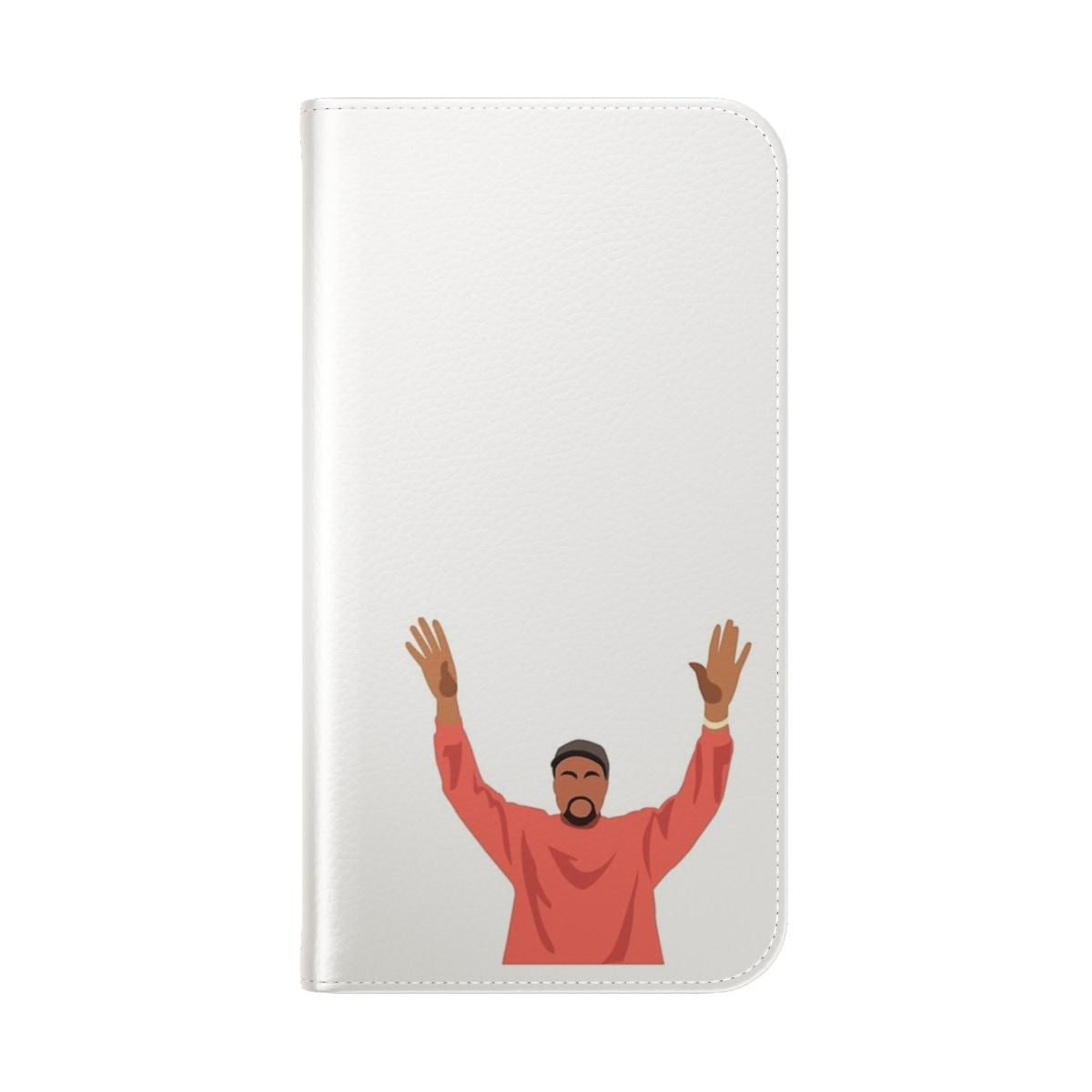 Sleek and protective flip cover phone case featuring a Kanye-inspired design - Folded Back