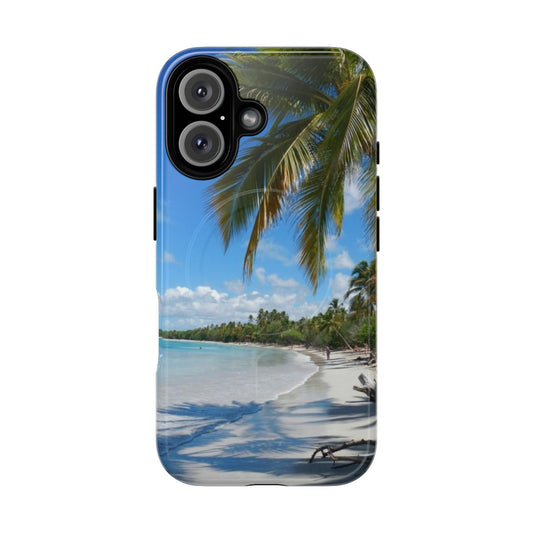 Colorful boho-inspired magnetic phone case with beach and tropical design