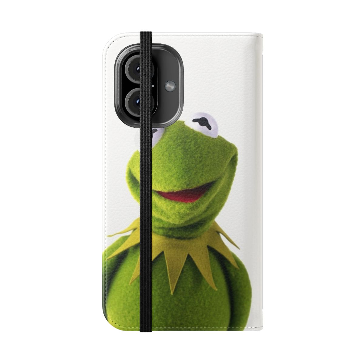 Green Kermit the Frog inspired flip phone case - Folded Front