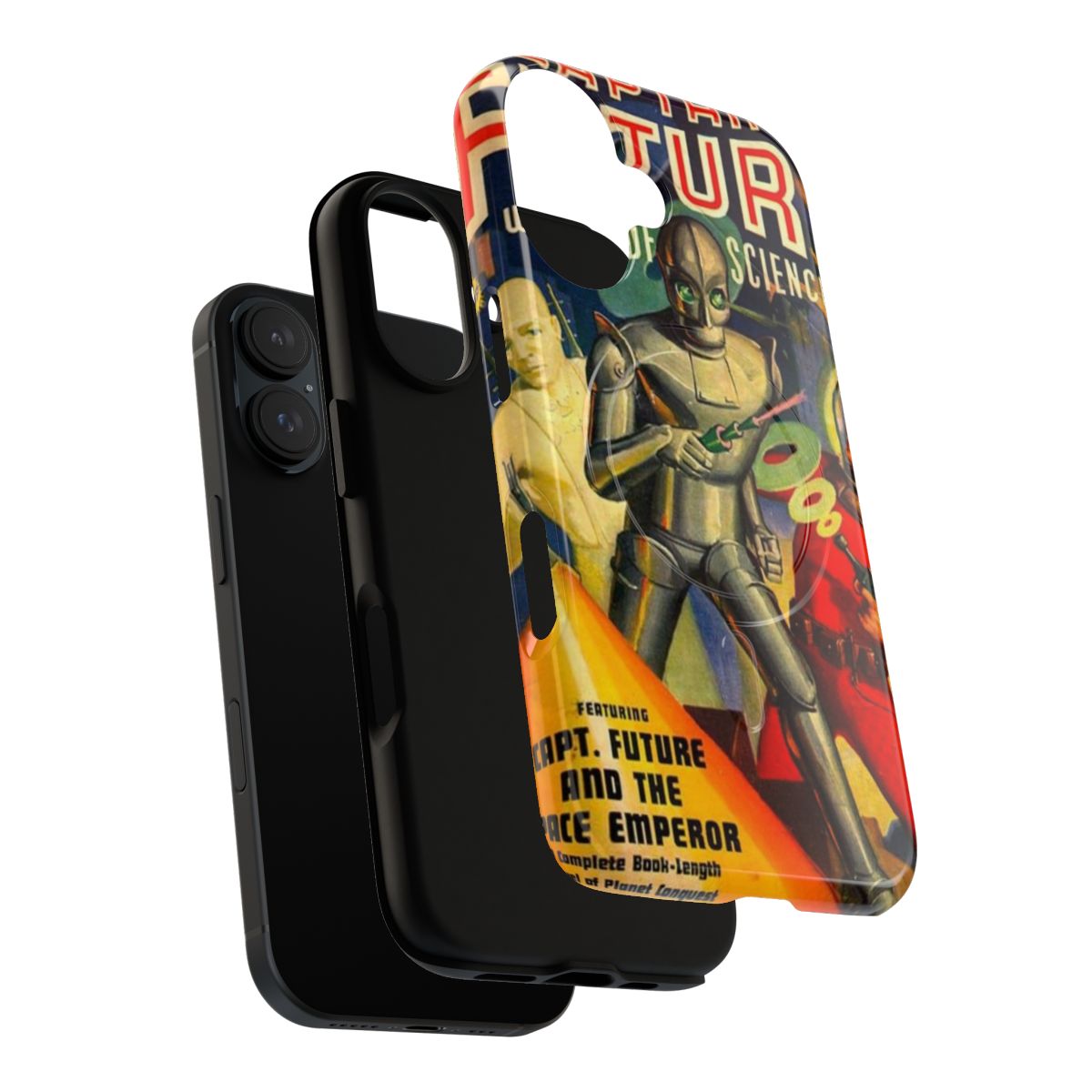 Retro sci-fi themed magnetic tough phone case - Layers