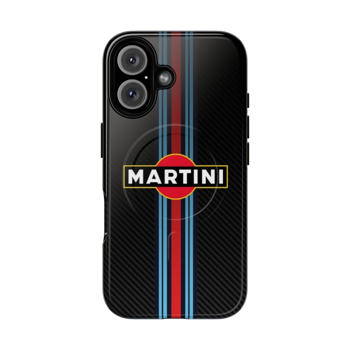 Martini racing inspired magnetic tough phone case with racing stripes