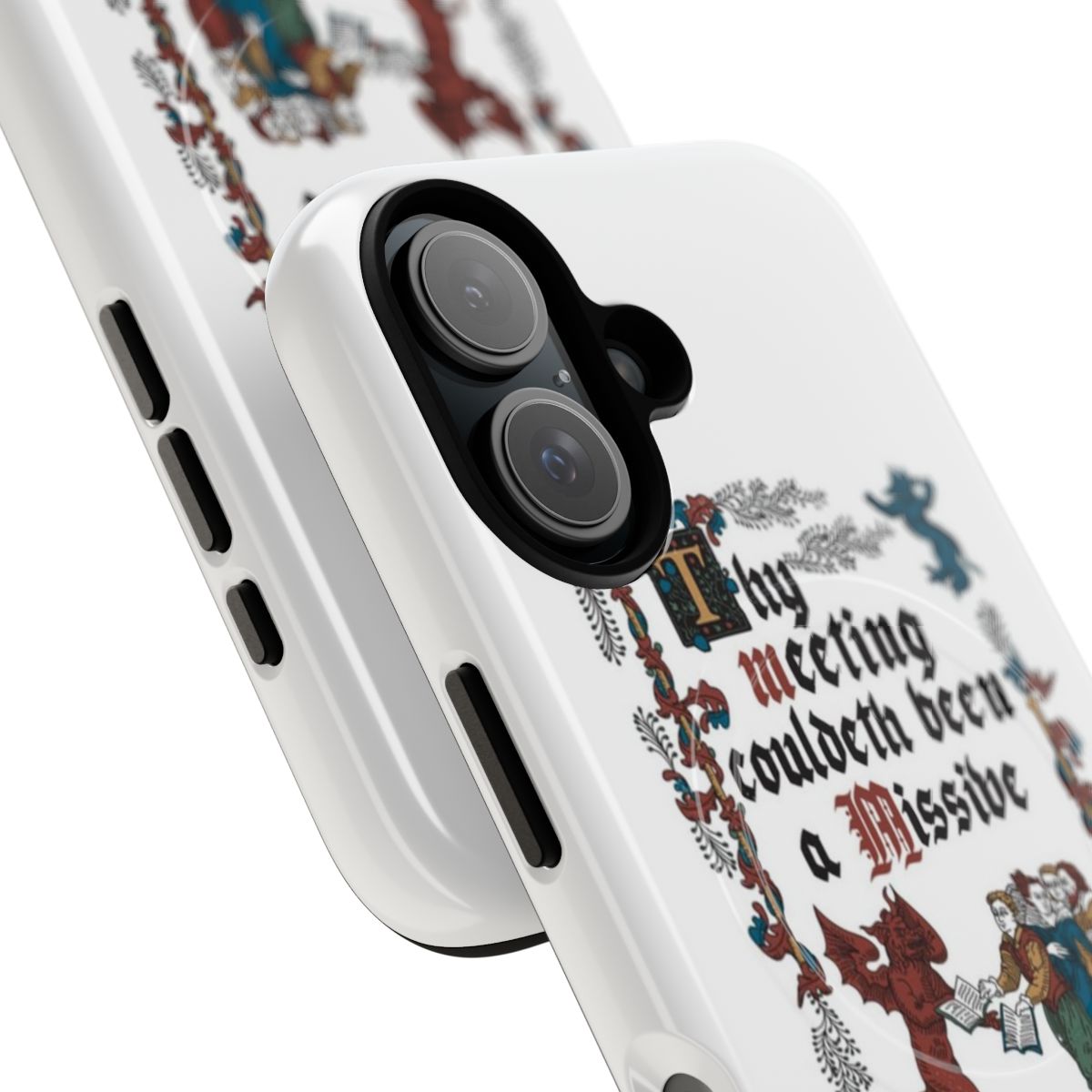 Retro vintage medieval history themed phone case with text "Could Have been an Email" - Detail