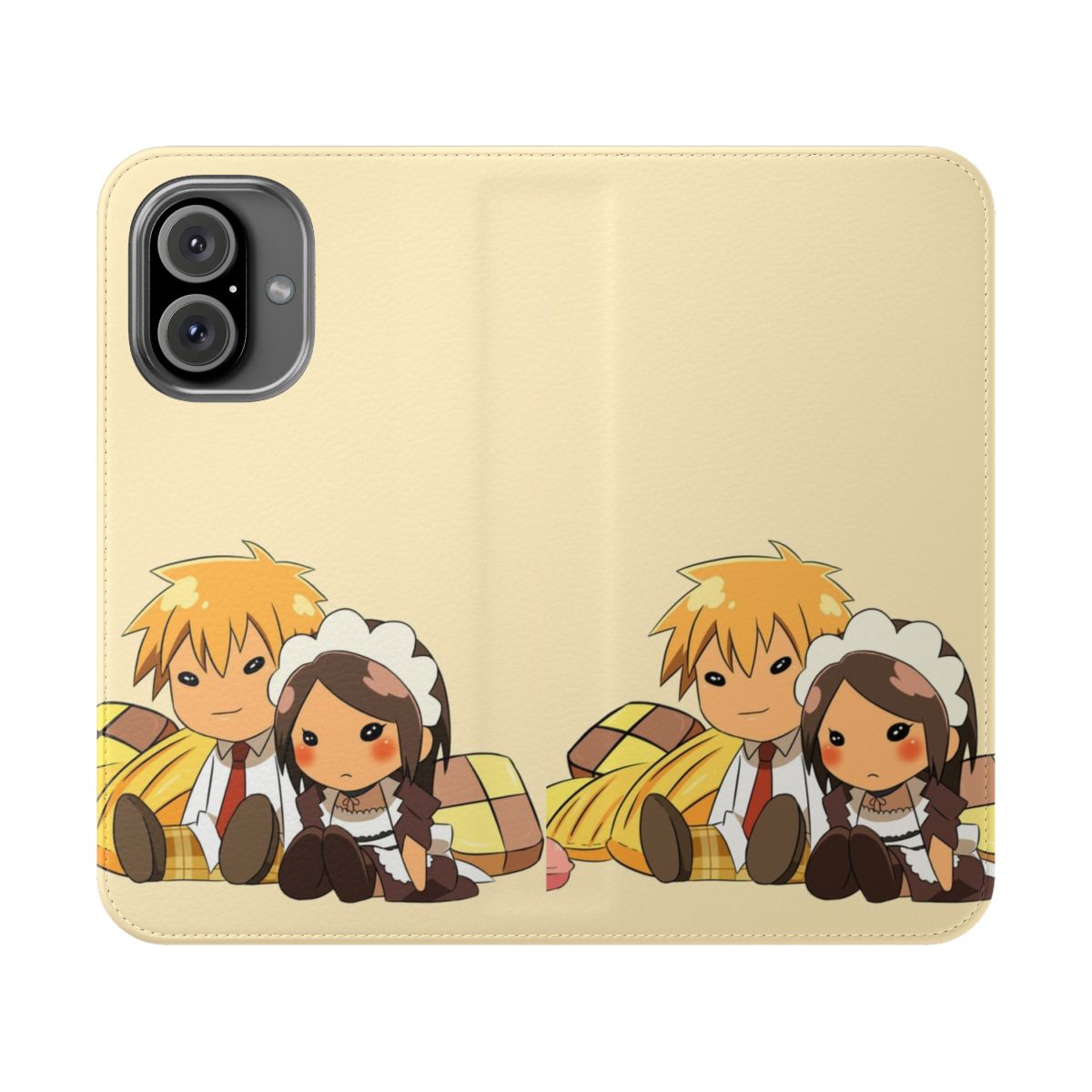 Flip phone case featuring cute chibi characters from the anime and manga series Kaichou wa Maid-sama!