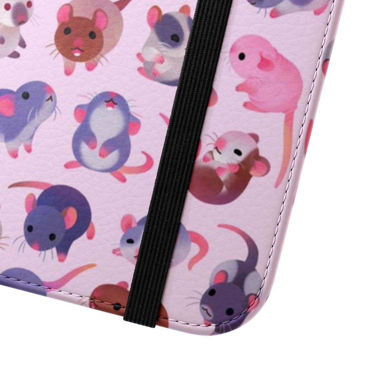 Cute pink phone case with a fancy rat design for animal lovers - Close Up