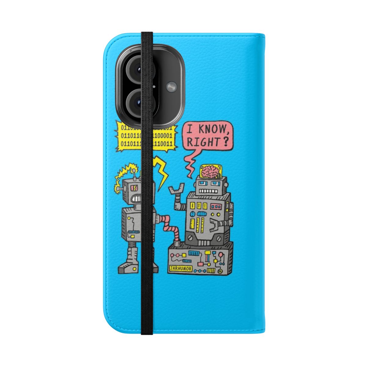 Robotic-Inspired Flip Cover Phone Case with Robot, AI, and Futuristic Design - Folded Front