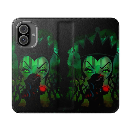 Evil Queen Inspired Flip Cover Phone Case with a Poisoned Apple Design