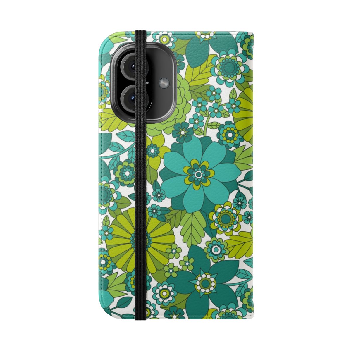 Vintage-inspired floral phone case with a groovy 1970s vibe - Folded Front