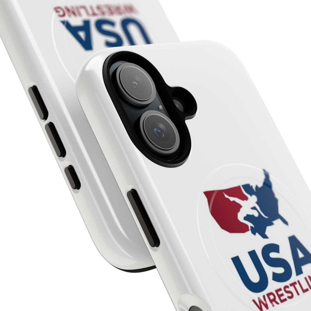 Magnetic tough phone case featuring a USA wrestling inspired logo design - Detail