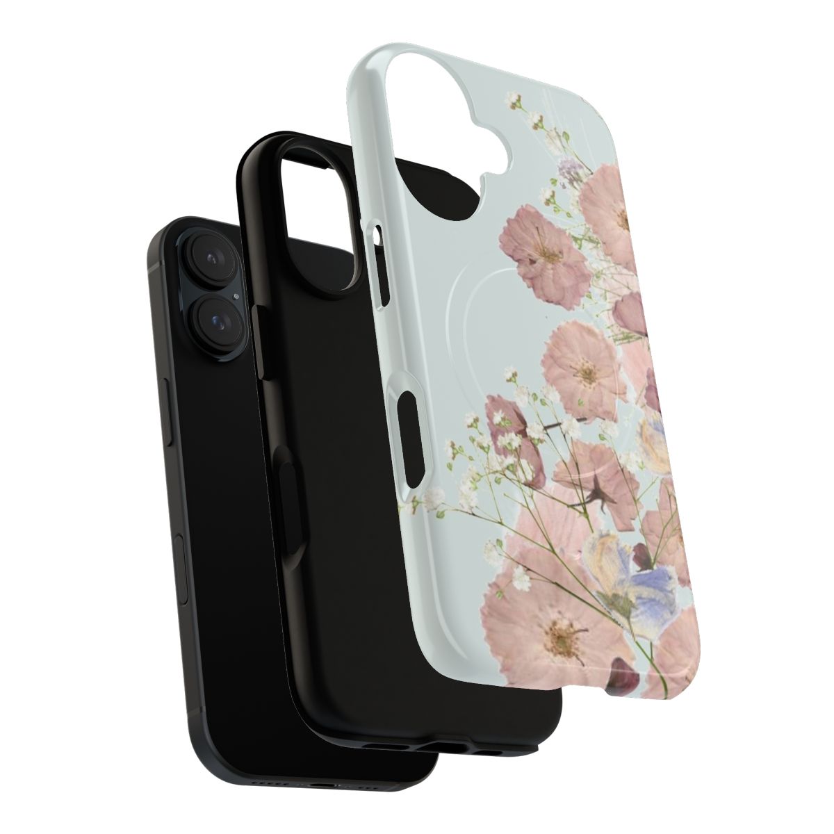 Dried pressed flowers encased in a magnetic tough phone cover - Layers