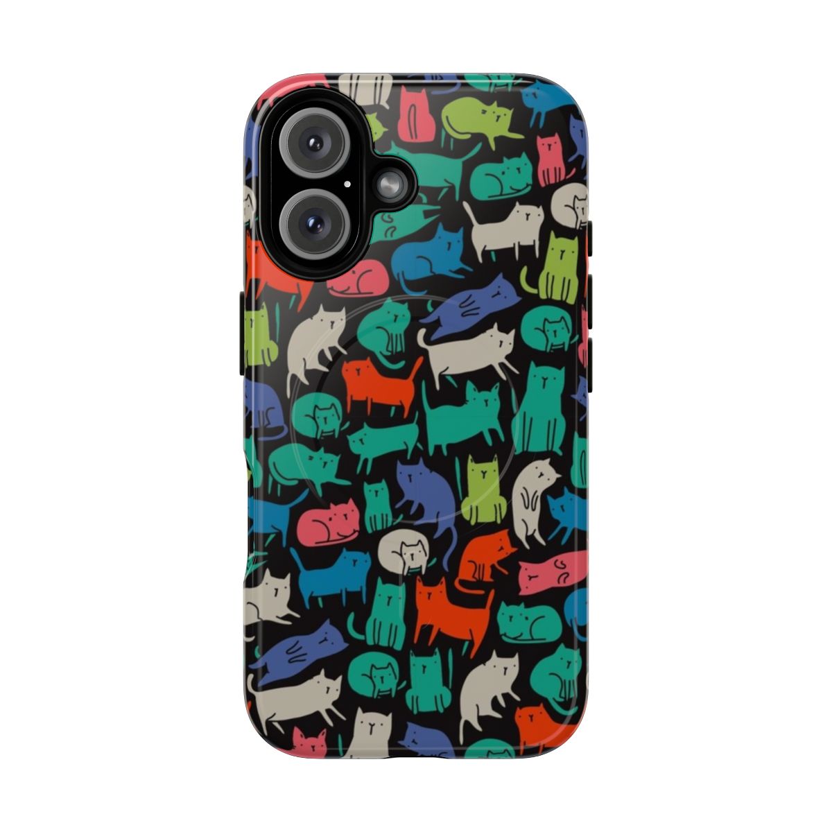 Colorful and cute cat design on a magnetic tough phone case