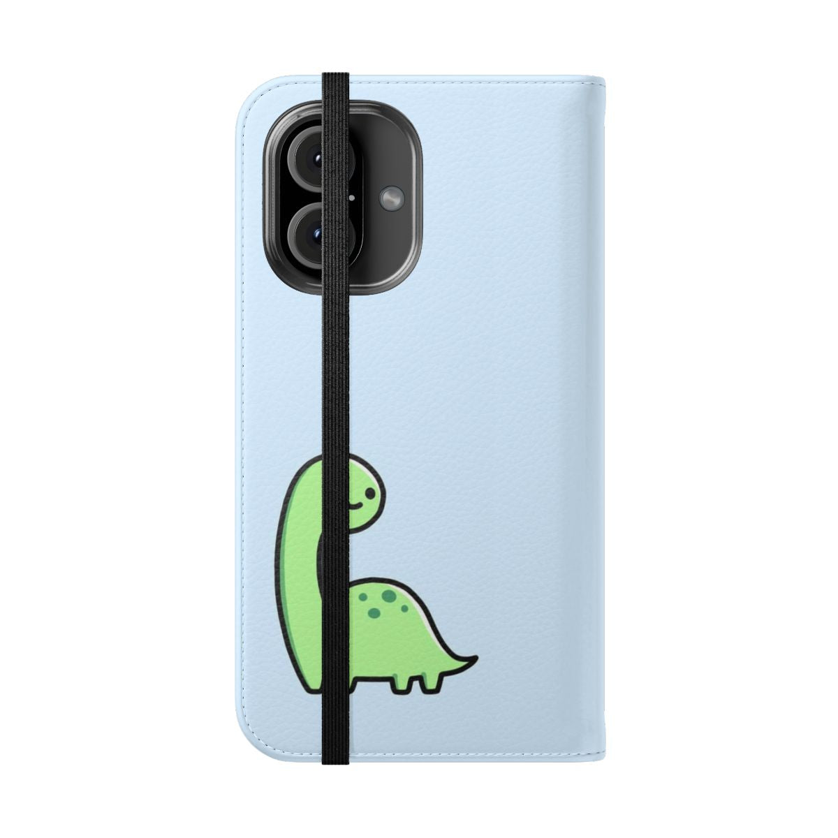 Brontosaurus-themed flip phone case featuring a cute, cartoon dinosaur design - Folded Front