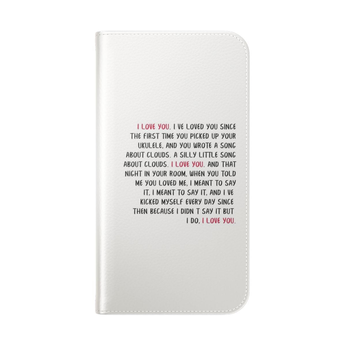 Inspired HSMTMTS phone case featuring Ricky Bowen and "I love you" text - Folded Back