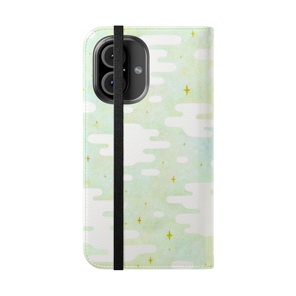 Dreamy cloud pattern pastel mint flip cover phone case - Folded Front