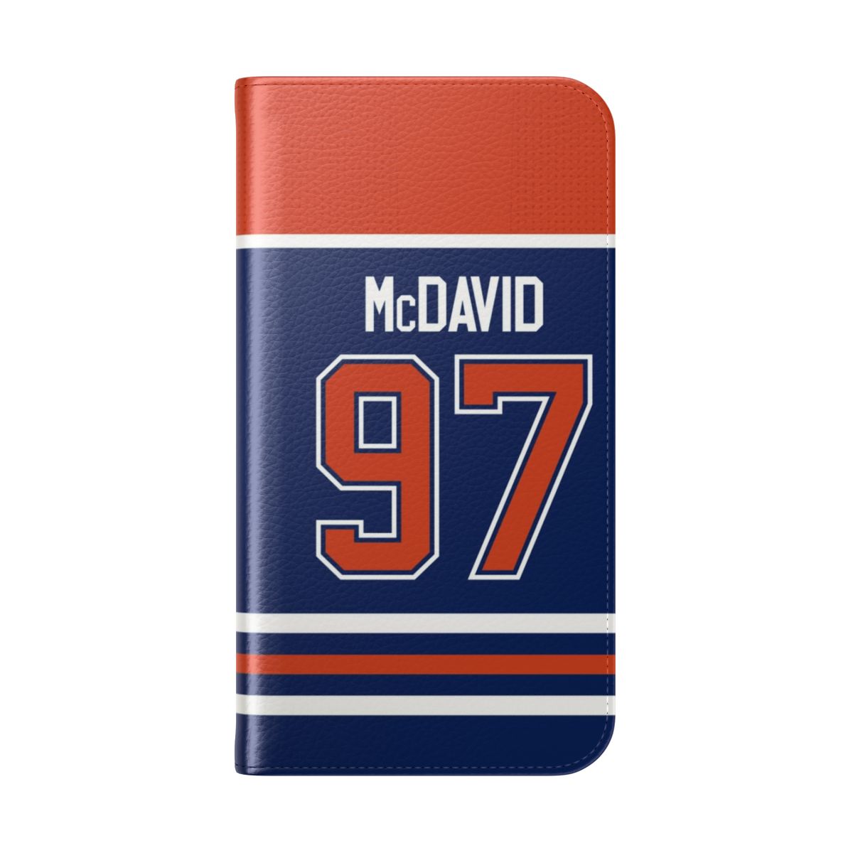 Oilers-Themed Phone Case with Connor McDavid Jersey Design - Folded Back